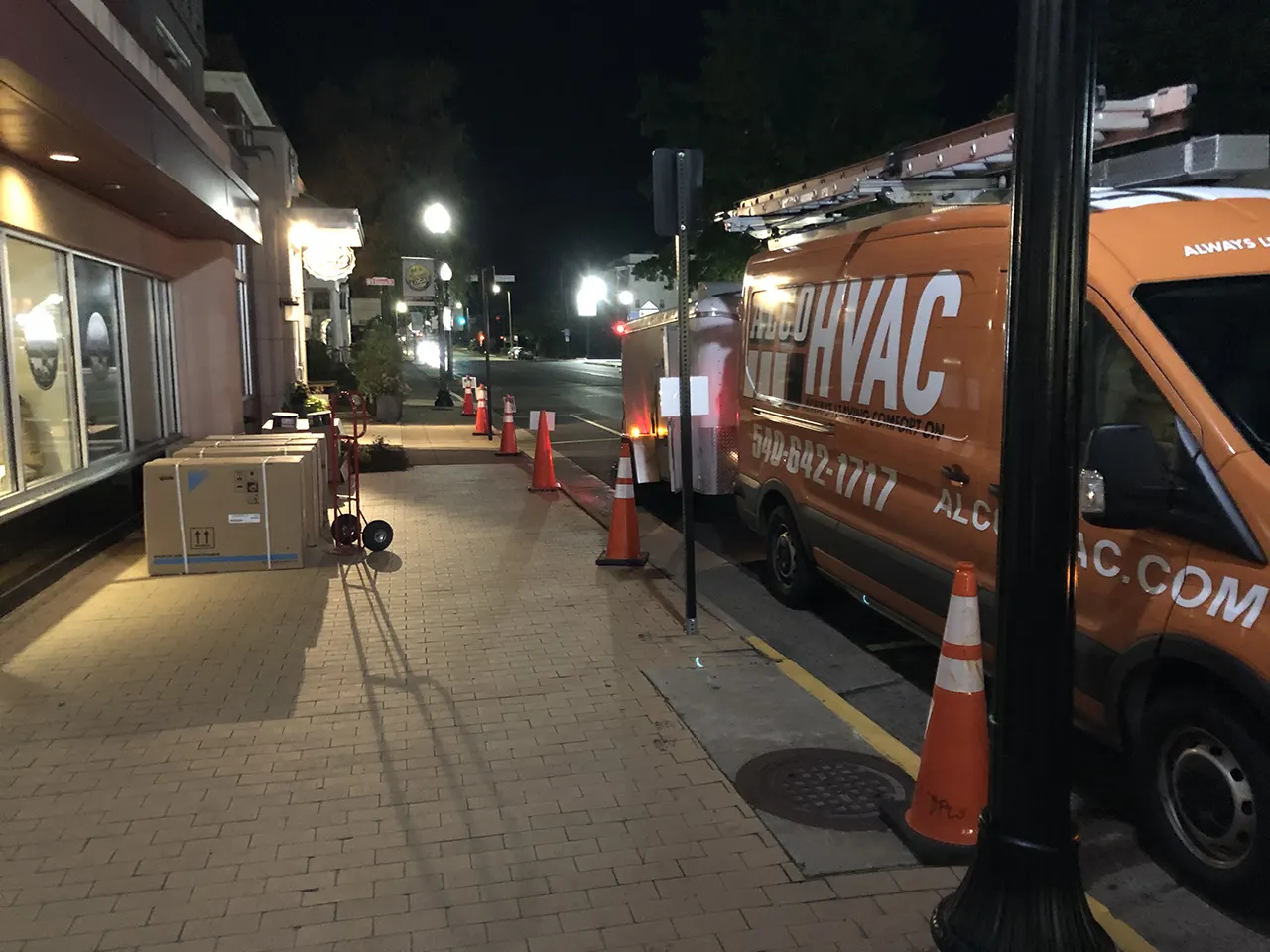 HVAC Van Parked Outside a Commercial Area