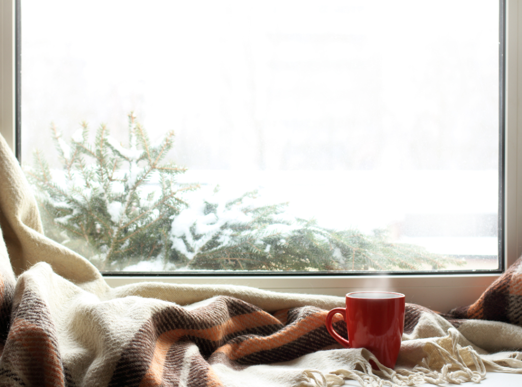 Image: Warm and cozy home with a cold winter out window.